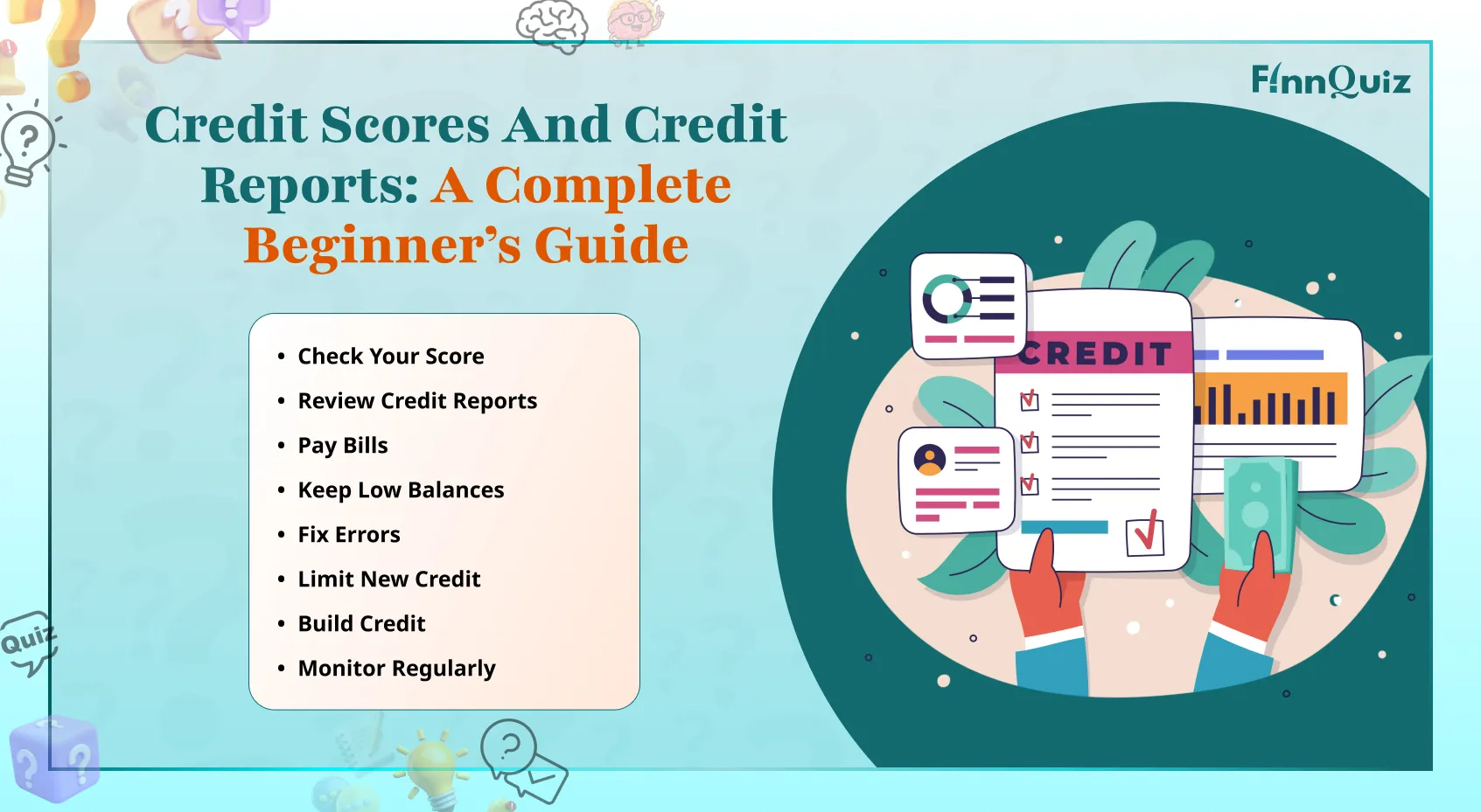Person reviewing credit report and credit score on a laptop with a checklist and piggy bank