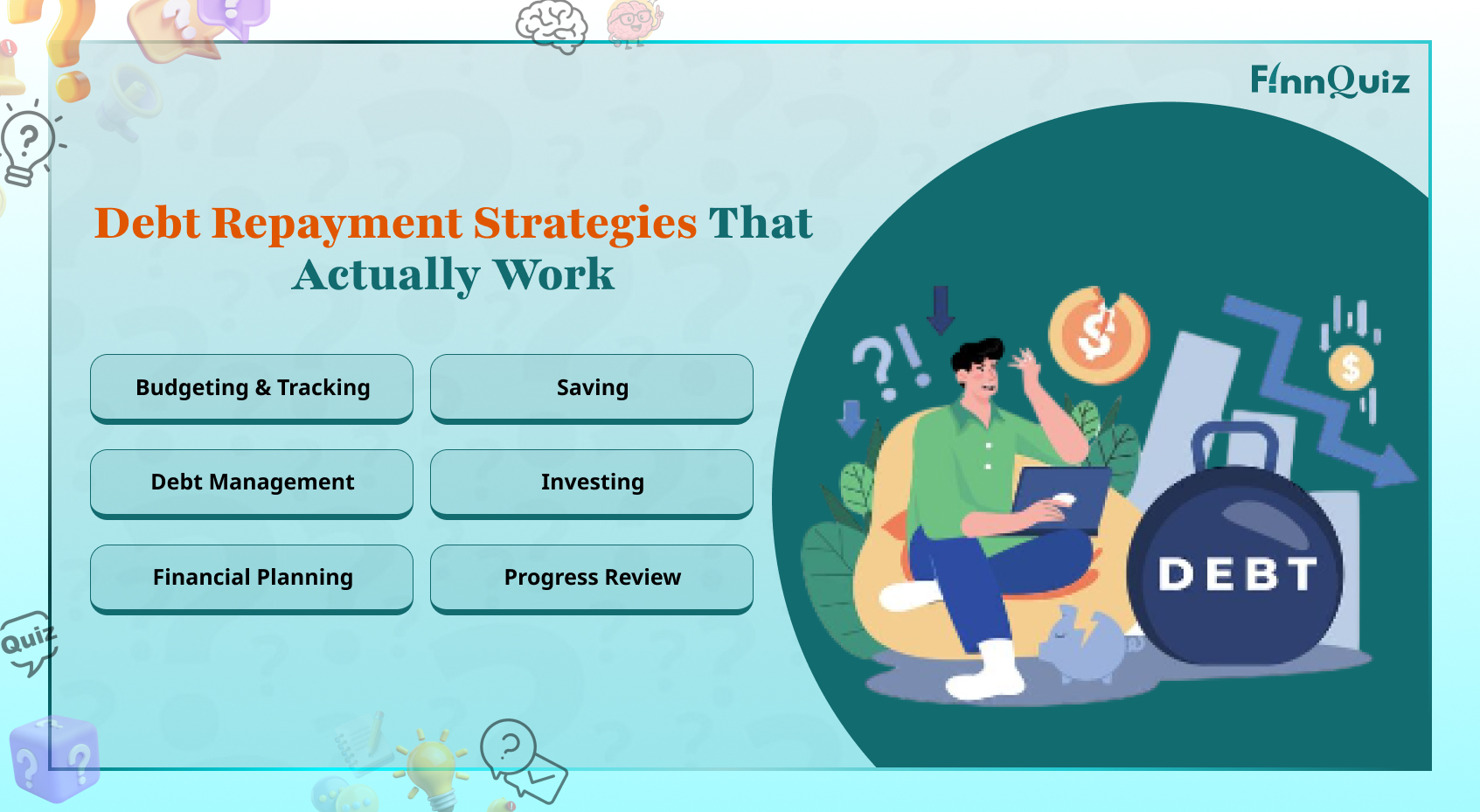 Illustration of debt repayment planning with loans, bills, and financial goals