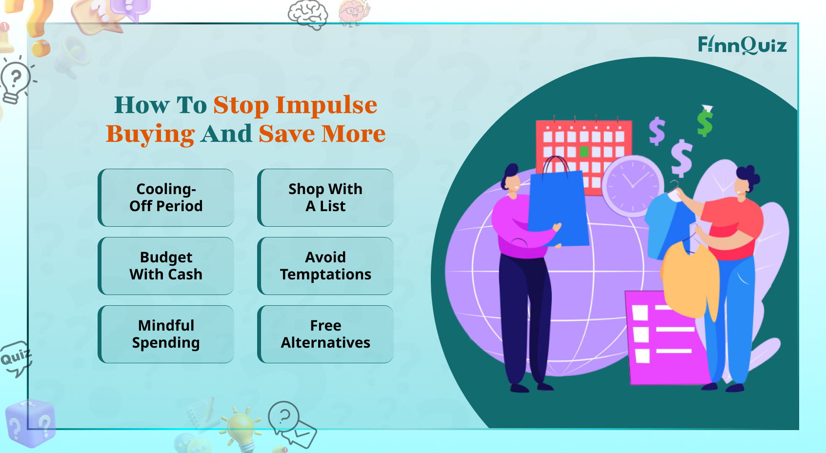 Person resisting impulse purchases while saving money with a budget plan and piggy bank